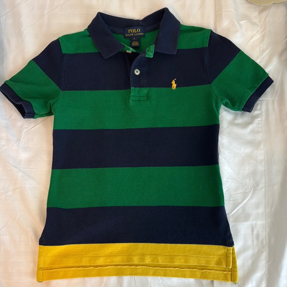 Polo by Ralph Lauren Kids Striped Green and Navy Shirt